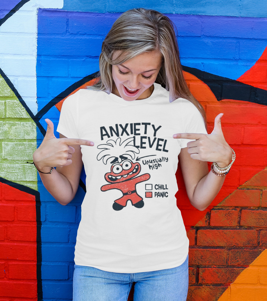 Anxiety Level Unusually High Chill Panic Cartoon Character T-Shirt
