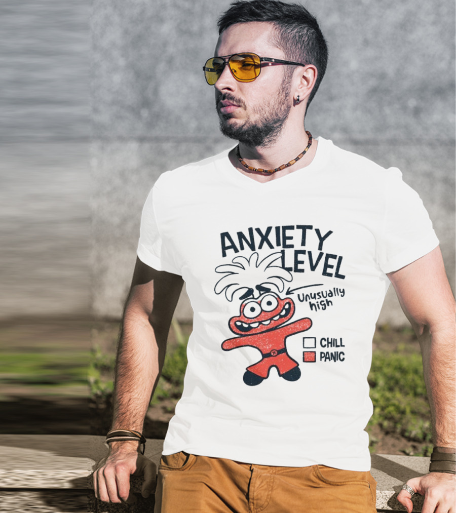 Anxiety Level Unusually High Chill Panic Cartoon Character T-Shirt