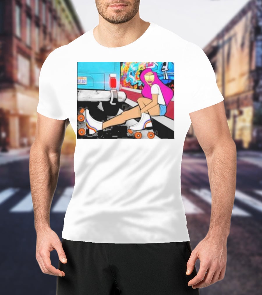 Tasha Vibrant Roller Skating Cali Street Art Vibe T-Shirt