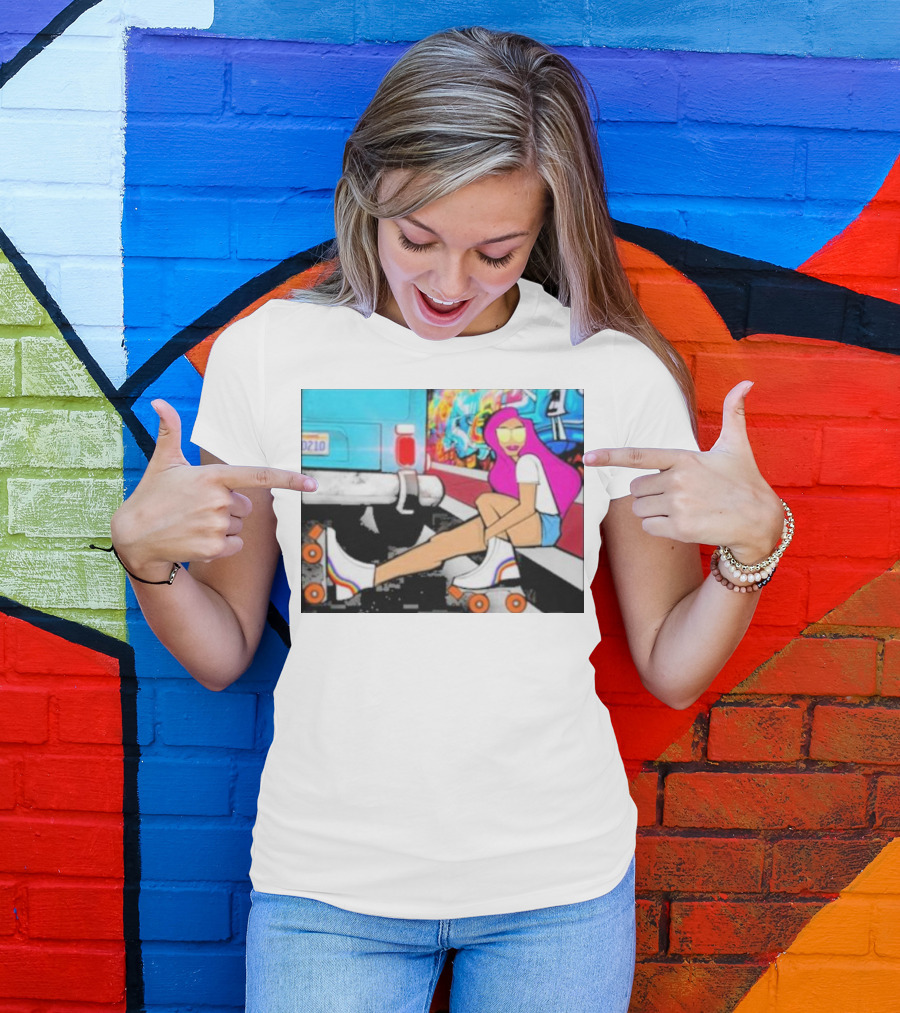 Tasha Vibrant Roller Skating Cali Street Art Vibe T-Shirt