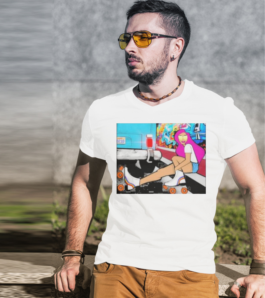 Tasha Vibrant Roller Skating Cali Street Art Vibe T-Shirt