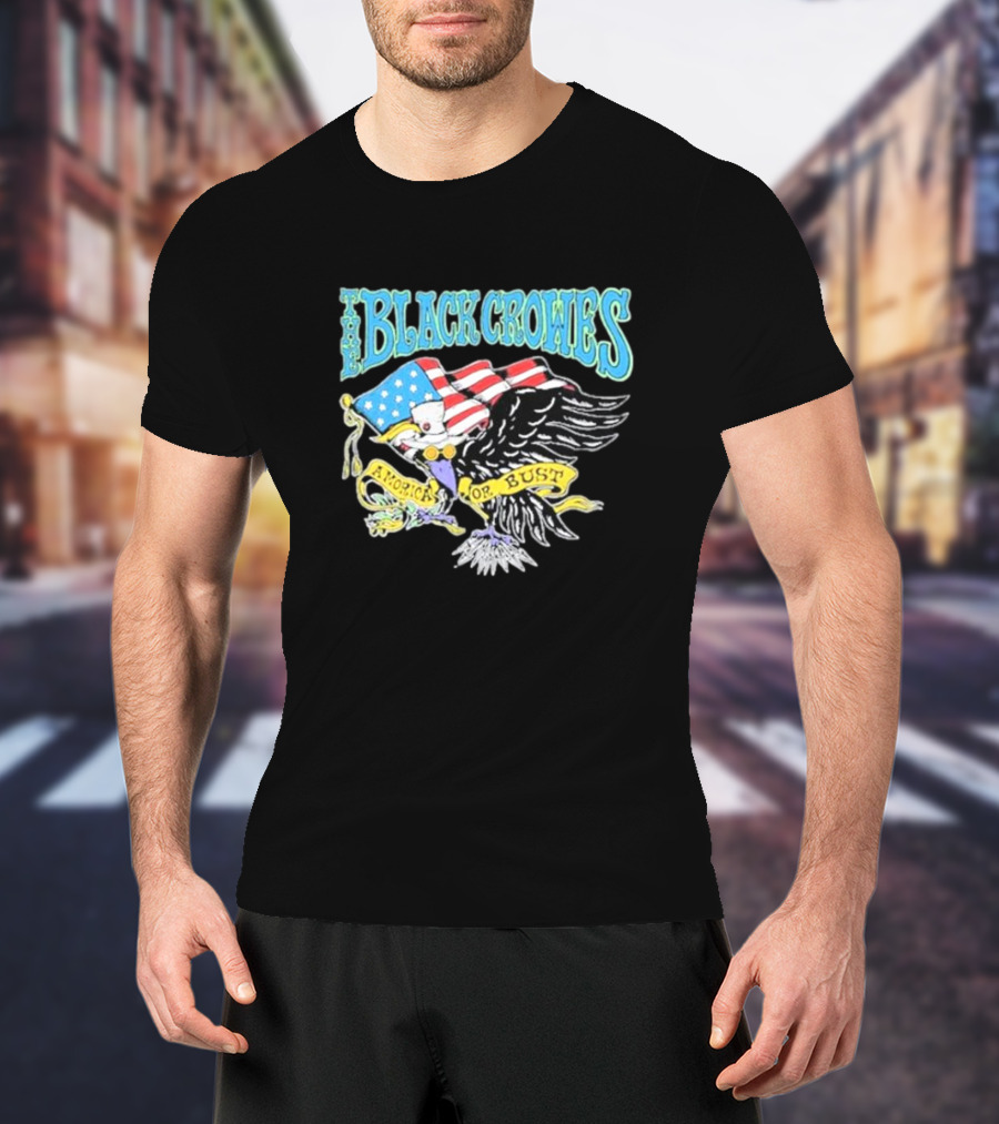 The Black Crowes Amorica Or Bust Eagle With American Flag Wings T-Shirt