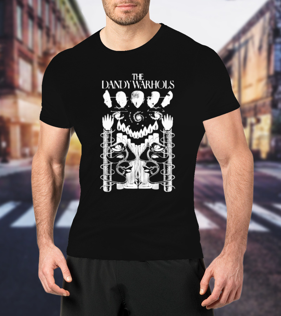 The Dandy Warhols 1992 Surreal Psychedelic Art Faces And Hands Spiral T-Shirt