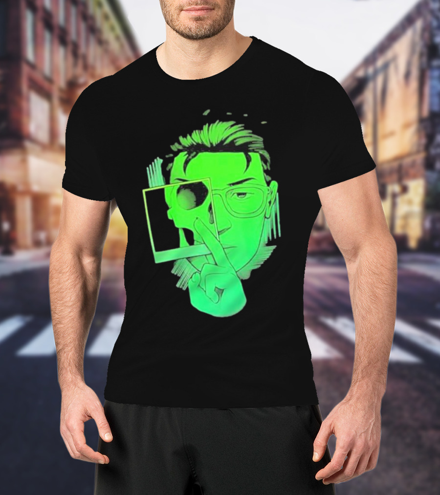 Skull Polaroid Green Neon Portrait Framerate T-Shirt