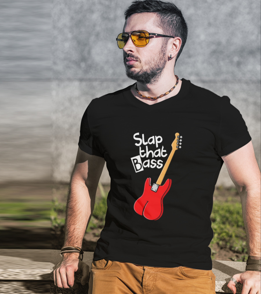 Slap That Bass Red Electric Guitar T-Shirt