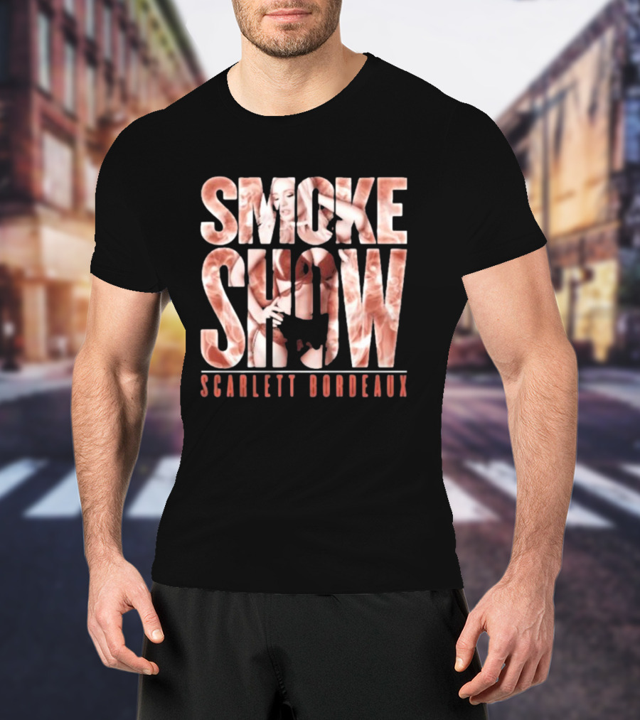 SMOKE SHOW SCARLETT BORDEAUX Text And Image Combination T-Shirt