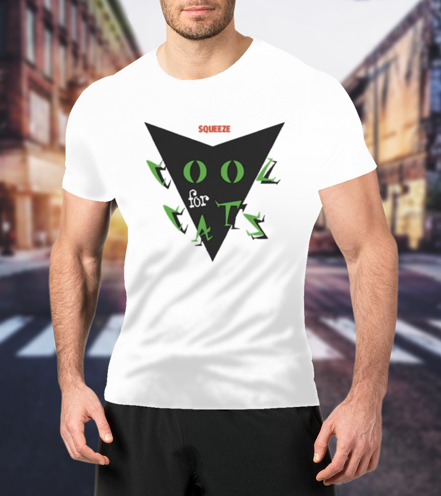 Squeeze Cool For Cats Black Green Eyes Triangle T-Shirt