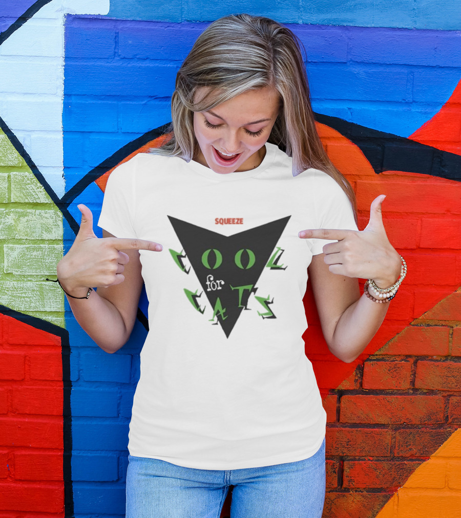 Squeeze Cool For Cats Black Green Eyes Triangle T-Shirt