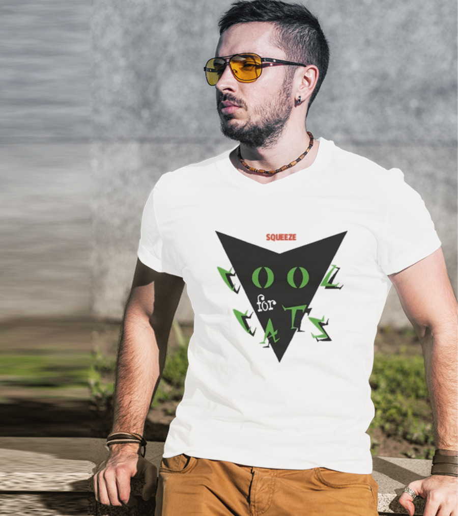 Squeeze Cool For Cats Black Green Eyes Triangle T-Shirt
