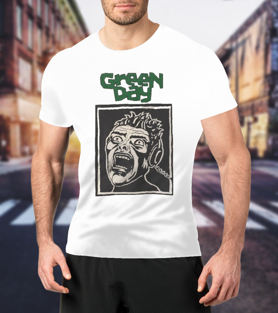 Rare Vintage Green Day Basket Case Iconic Screaming Face T-Shirt
