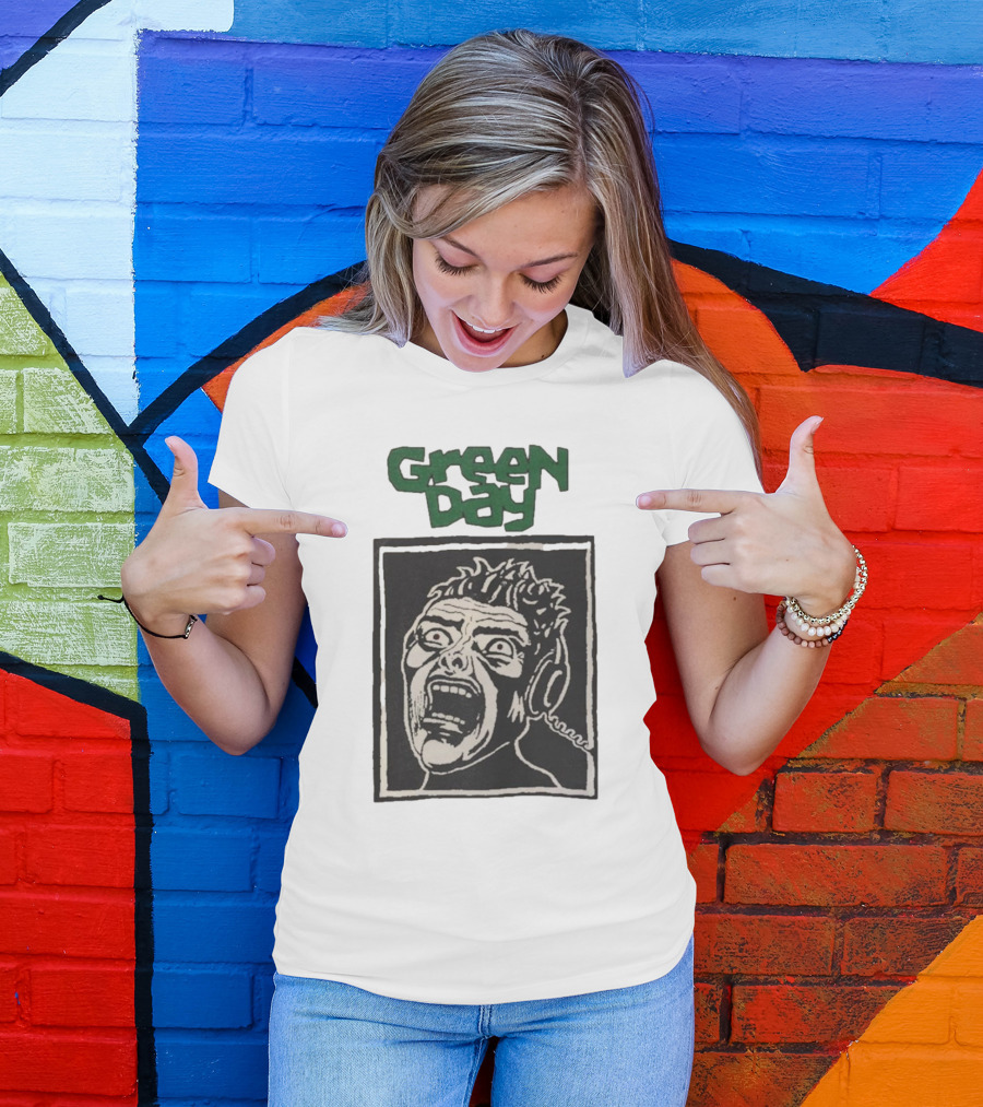 Rare Vintage Green Day Basket Case Iconic Screaming Face T-Shirt