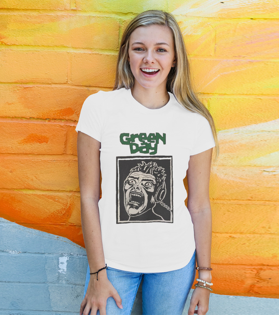Rare Vintage Green Day Basket Case Iconic Screaming Face T-Shirt