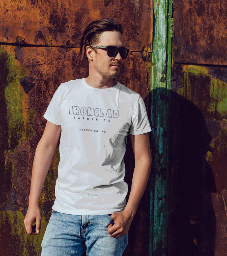 Ironclad Barber Co Frederick MD Revolver Magazine Collaboration T-Shirt