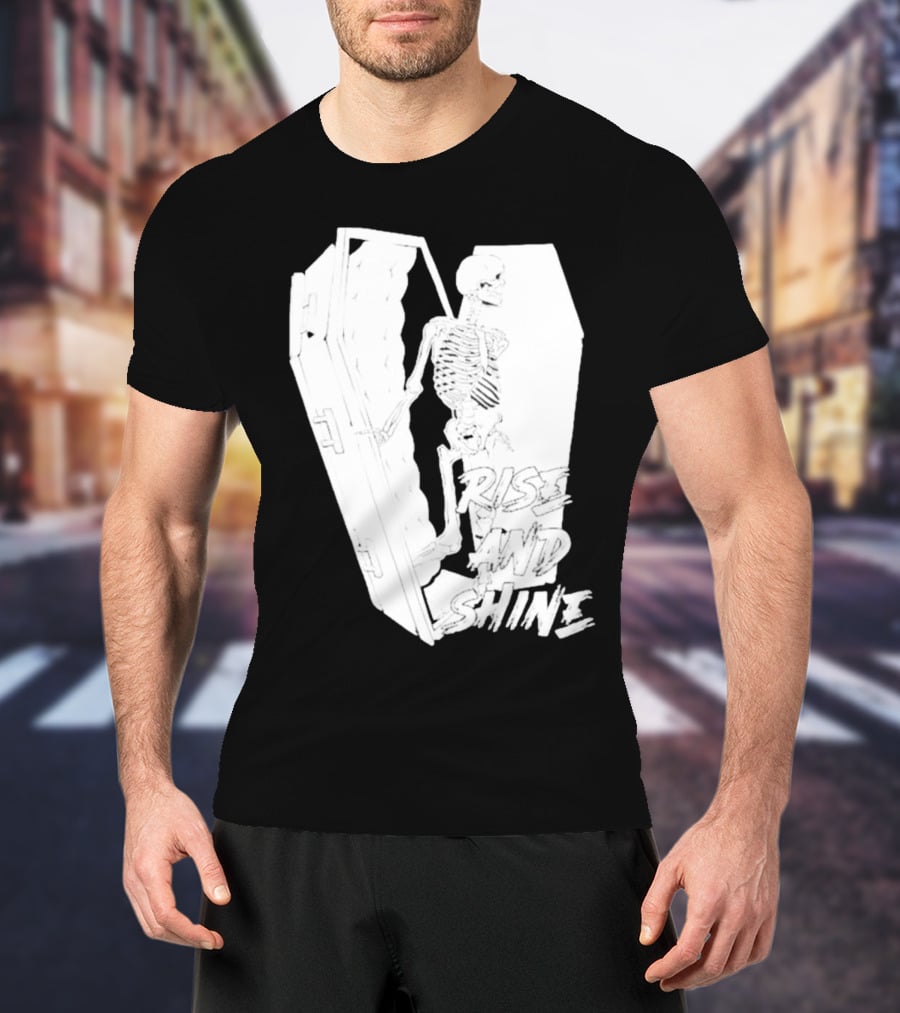 Rise And Shine Skeleton Emerging From Coffin T-Shirt
