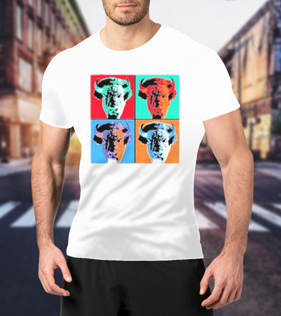 Pop Art Buffalo Quadrant In Vibrant Colors T-Shirt