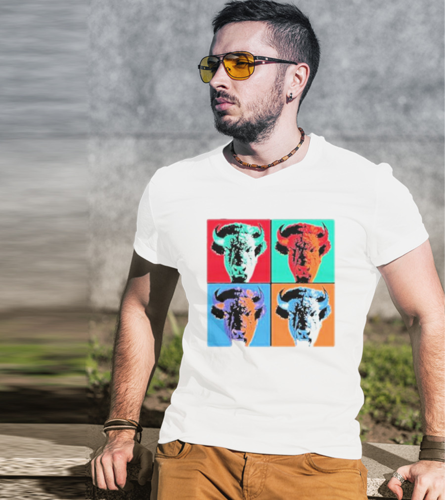 Pop Art Buffalo Quadrant In Vibrant Colors T-Shirt