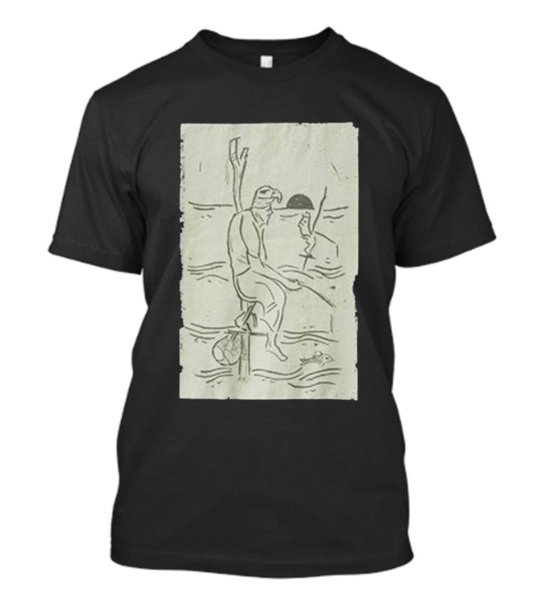 Sage Sri Lanka Stilt Fisherman Drawing T-Shirt