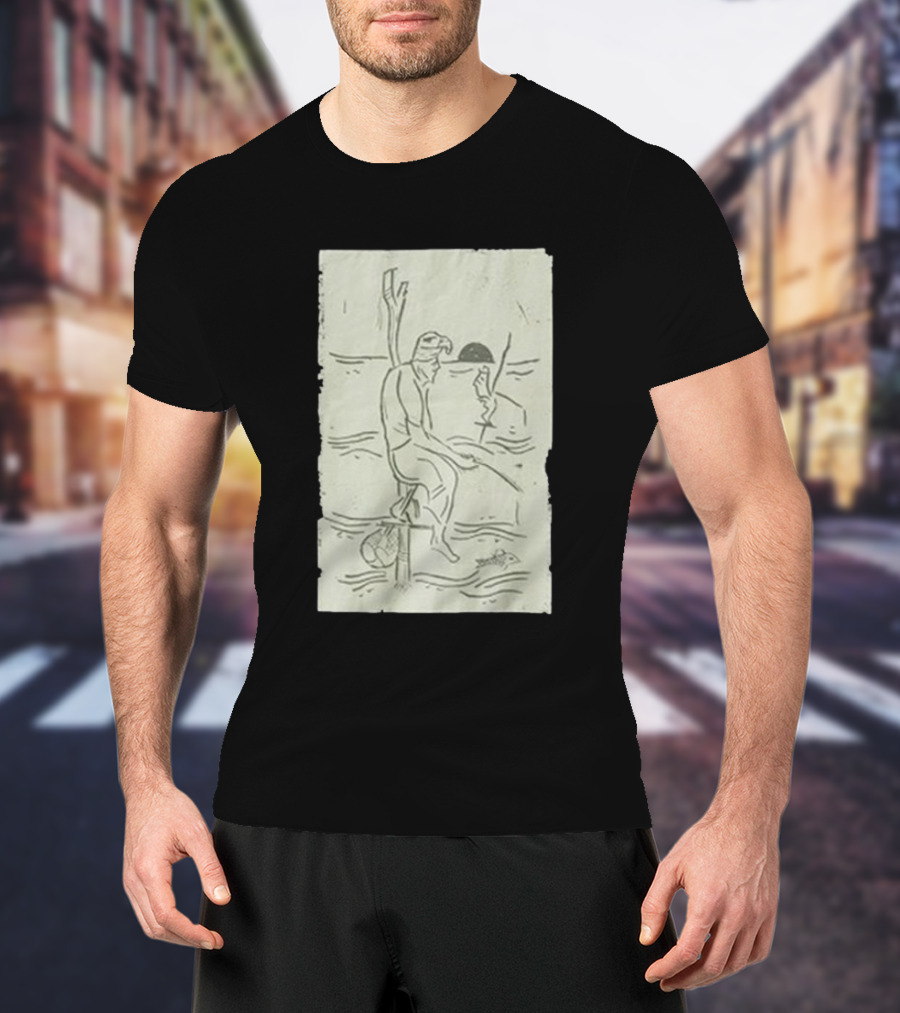 Sage Sri Lanka Stilt Fisherman Drawing T-Shirt
