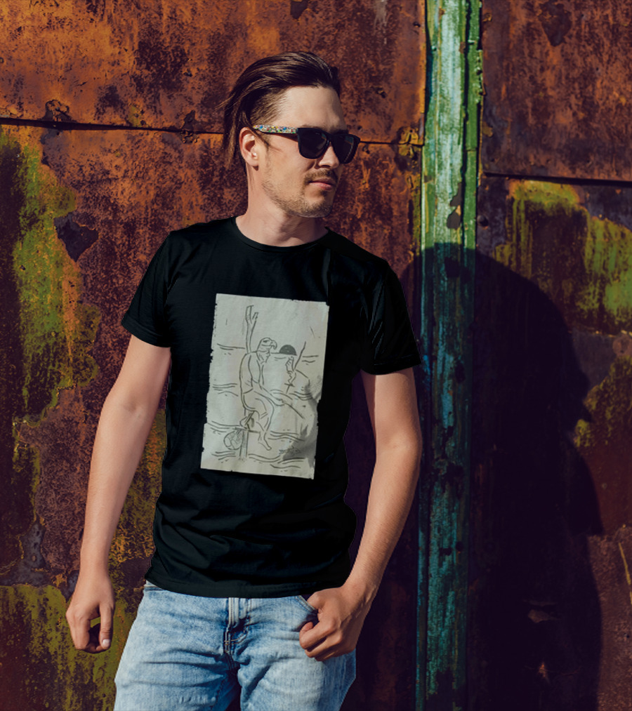 Sage Sri Lanka Stilt Fisherman Drawing T-Shirt