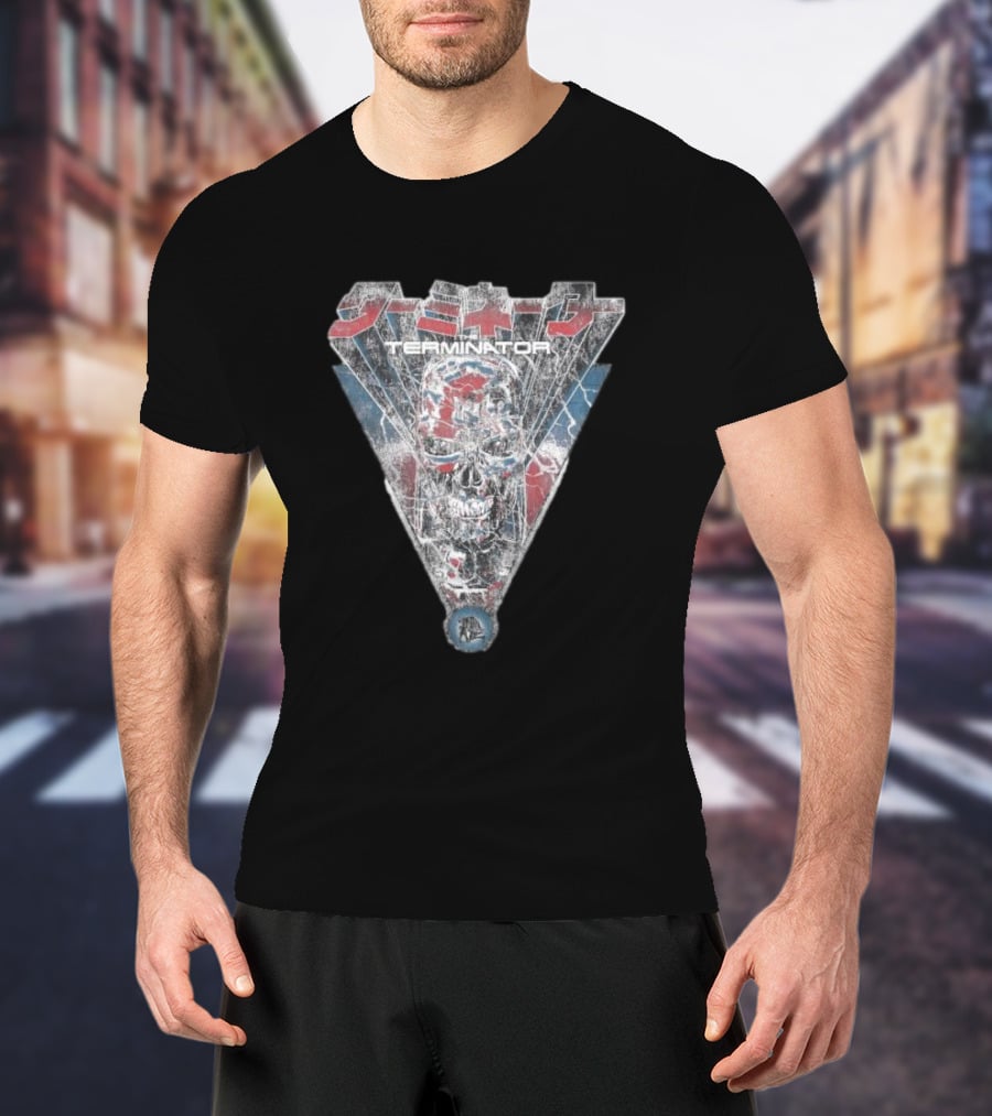 Terminator Kanji Retro Skull Lightning Glow In The Dark T-Shirt