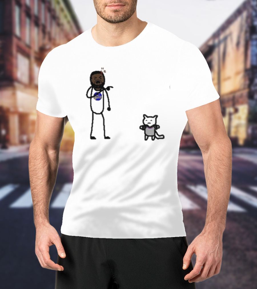 Draymond Basketball Angry Stick Figure With Paint Wearing Cat T-Shirt