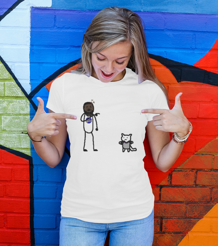 Draymond Basketball Angry Stick Figure With Paint Wearing Cat T-Shirt