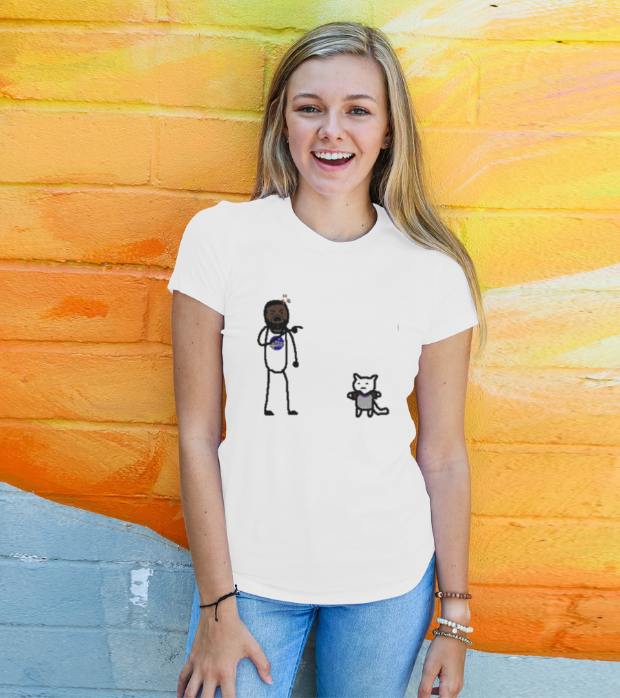 Draymond Basketball Angry Stick Figure With Paint Wearing Cat T-Shirt