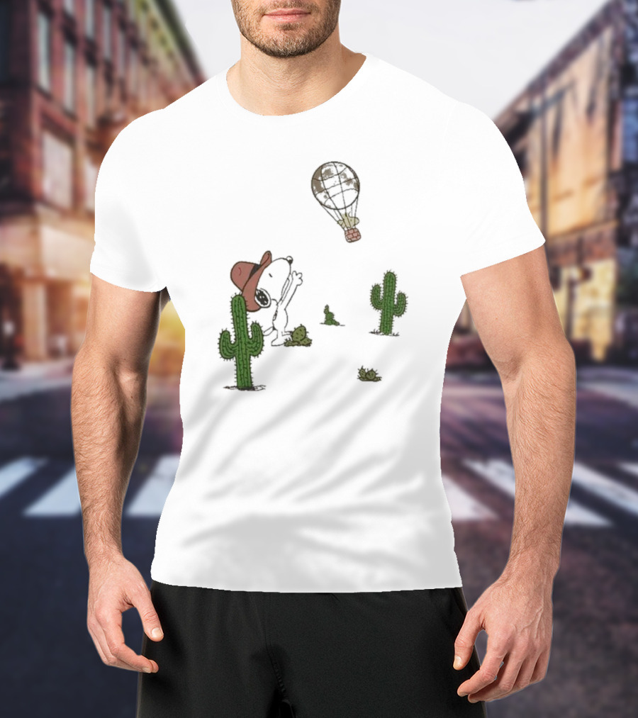 Peanuts Snoopy Woodstock Cactus Western Cowboy Balloon Women's T-Shirt