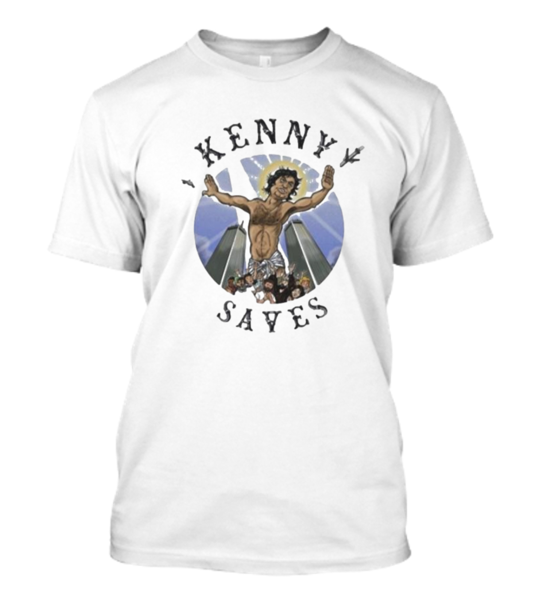 Kenny Saves Cross Icon With Crowd And Towers T-Shirt