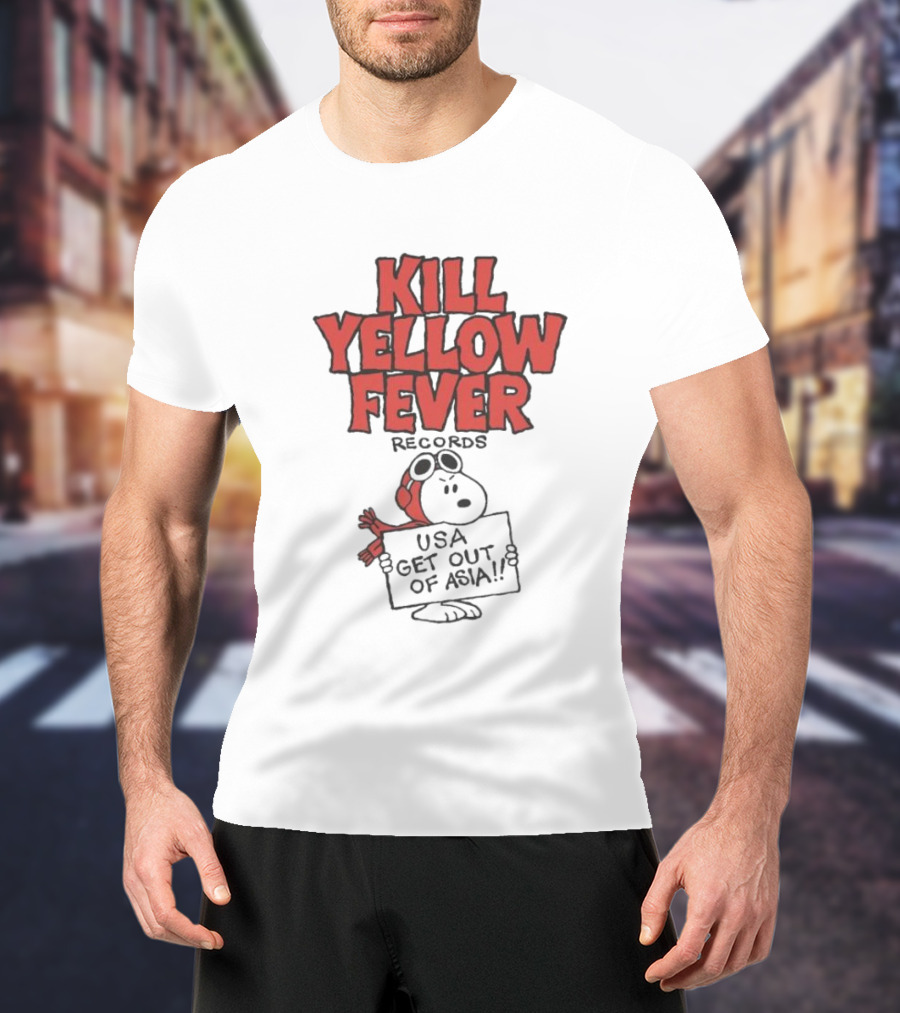 Kill Yellow Fever Records USA Get Out Of Asia Comic Protest T-Shirt