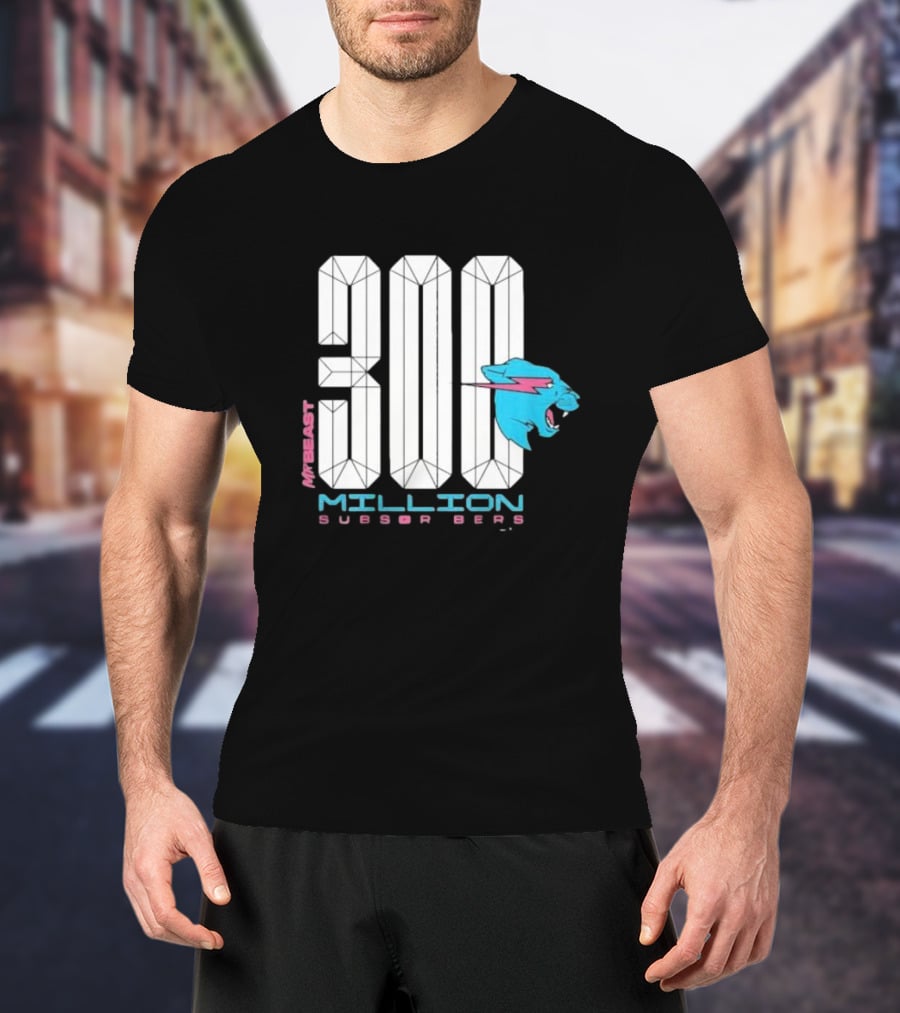 MrBeast 300 Million Subscribers Blue Panther T-Shirt