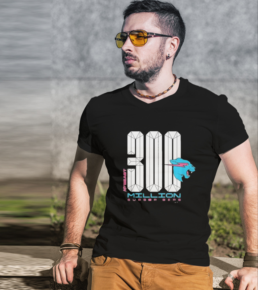 MrBeast 300 Million Subscribers Blue Panther T-Shirt