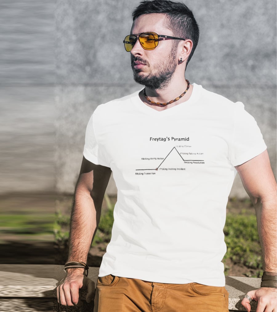 Freytag’s Pyramid F#cking Exposition F#cking Inciting Incident F#cking Rising Action F#cking Climax F#cking Falling Action F#cking Resolution T-Shirt