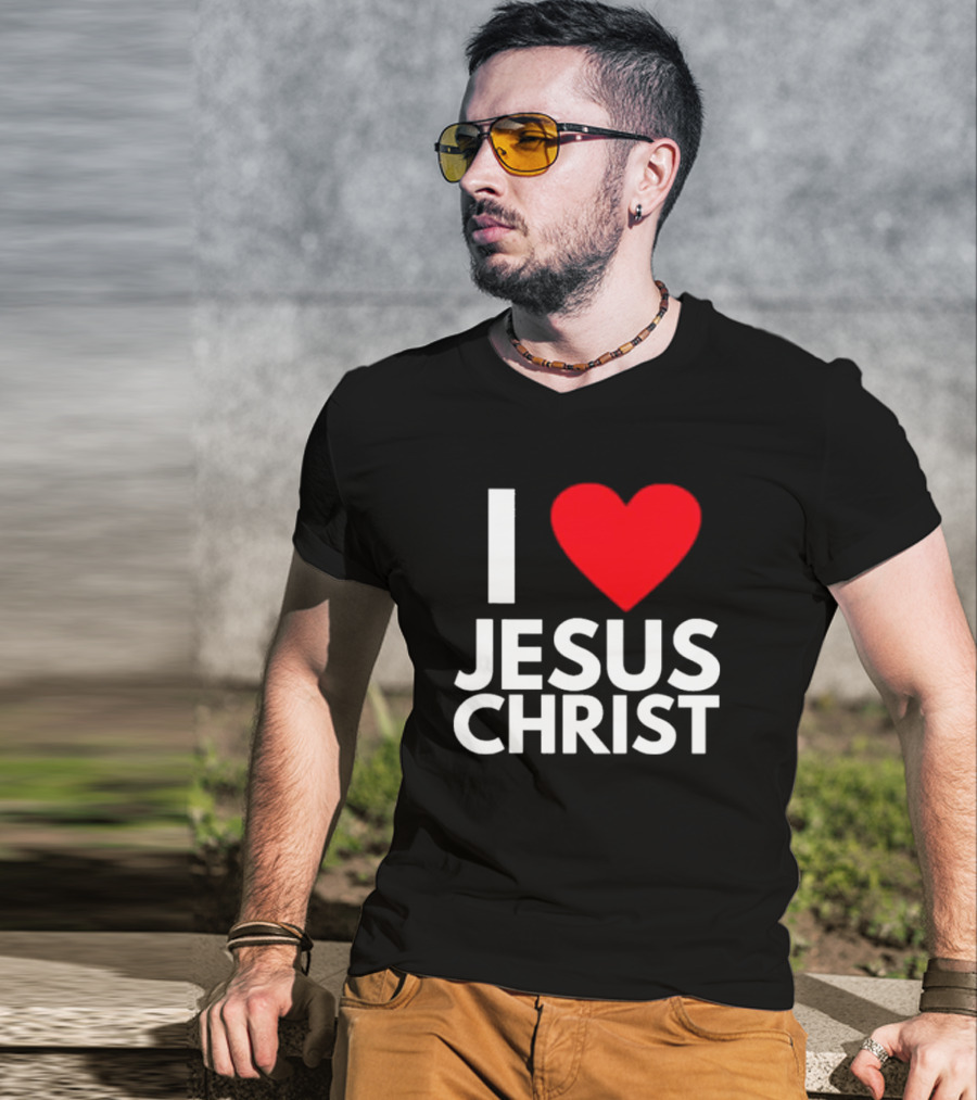 I Love Jesus Christ Christian Red Heart T-Shirt