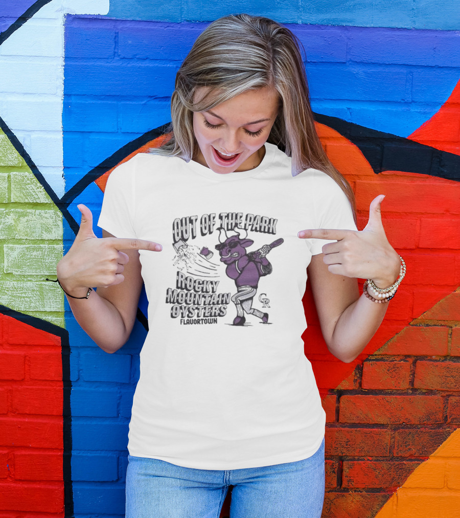 Mlb X Flavortown Colorado Rockies Cow Swinging Bat T-Shirt