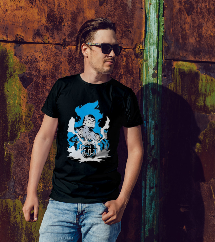 Mega64 Master Collection Featuring Iconic Characters And Explosive Blue T-Shirt