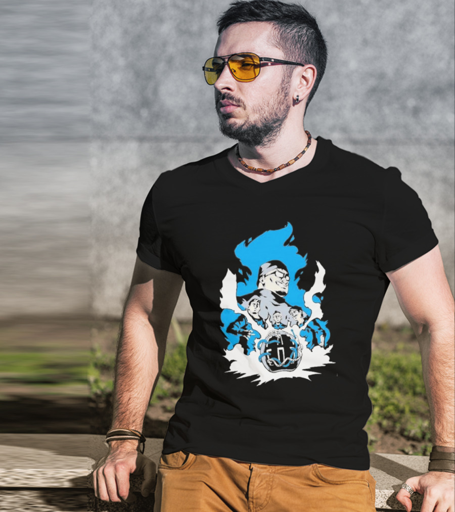 Mega64 Master Collection Featuring Iconic Characters And Explosive Blue T-Shirt