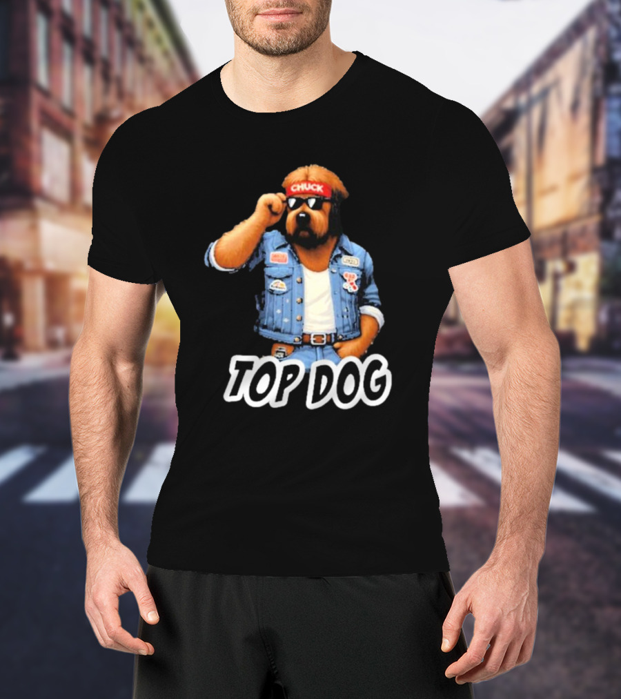 Chuckonbase Chuck Topdog Cool Denim Style Fashion Dog T-Shirt