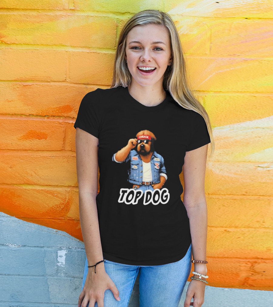 Chuckonbase Chuck Topdog Cool Denim Style Fashion Dog T-Shirt