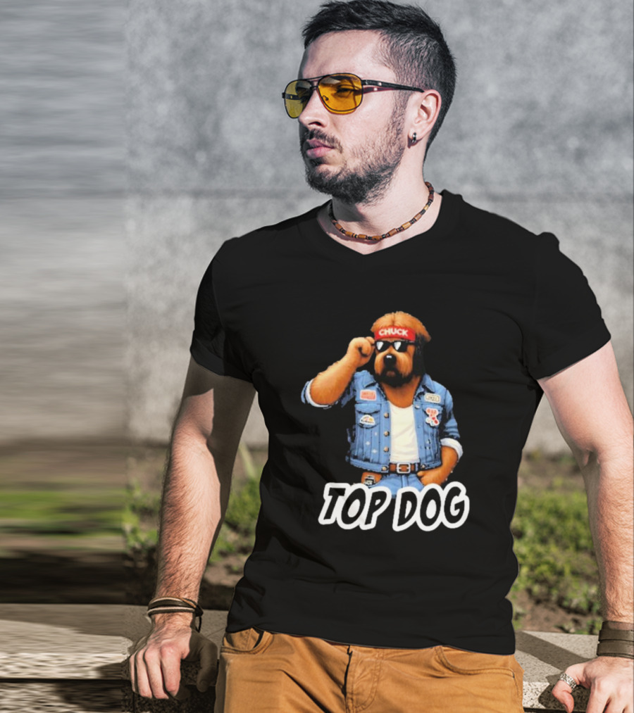 Chuckonbase Chuck Topdog Cool Denim Style Fashion Dog T-Shirt