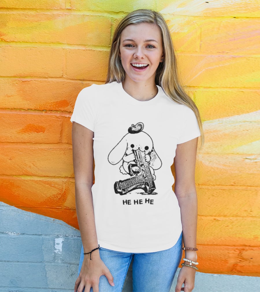 Cinnamoroll Sanrio He He He With Gun Bowler Hat T-Shirt