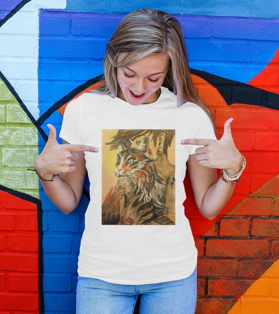 Companionship Megan Watkins Cat And Person With Tattoo And Ear Gauge T-Shirt