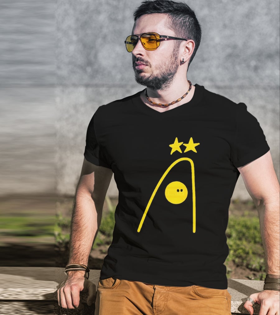 Dandies Badge Fitbatweets Yellow Stars Icon With Curve And Circle T-Shirt