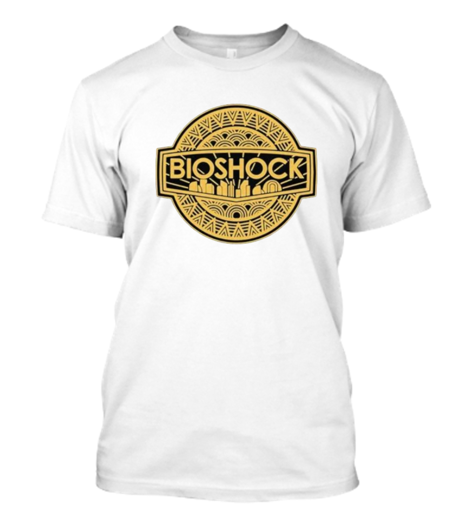 Bioshock Art Deco Golden Emblem With Cityscape T-Shirt