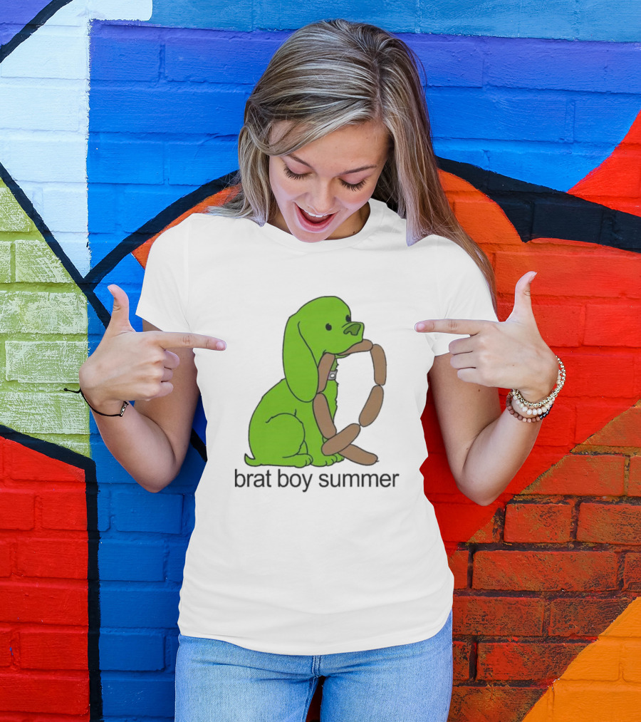 Brat Boy Summer Green Dog Sausage Chain T-Shirt