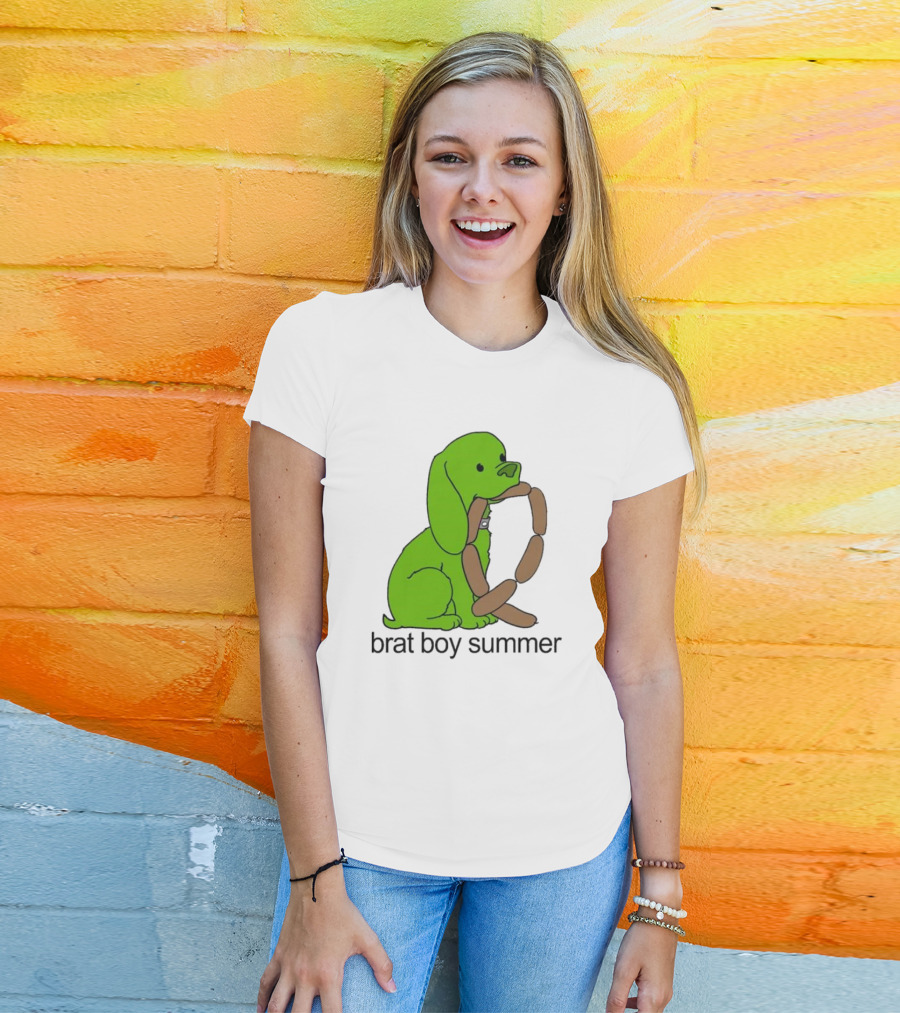 Brat Boy Summer Green Dog Sausage Chain T-Shirt