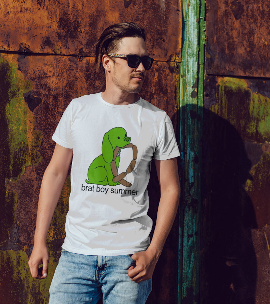 Brat Boy Summer Green Dog Sausage Chain T-Shirt