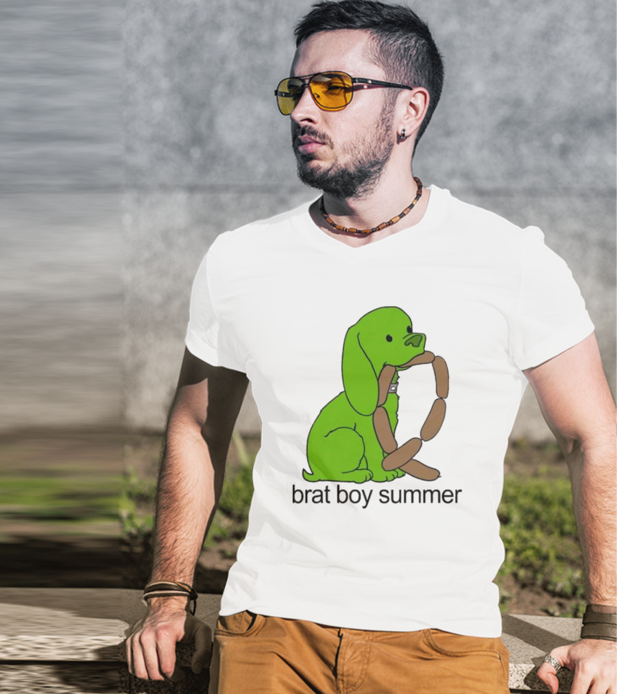 Brat Boy Summer Green Dog Sausage Chain T-Shirt