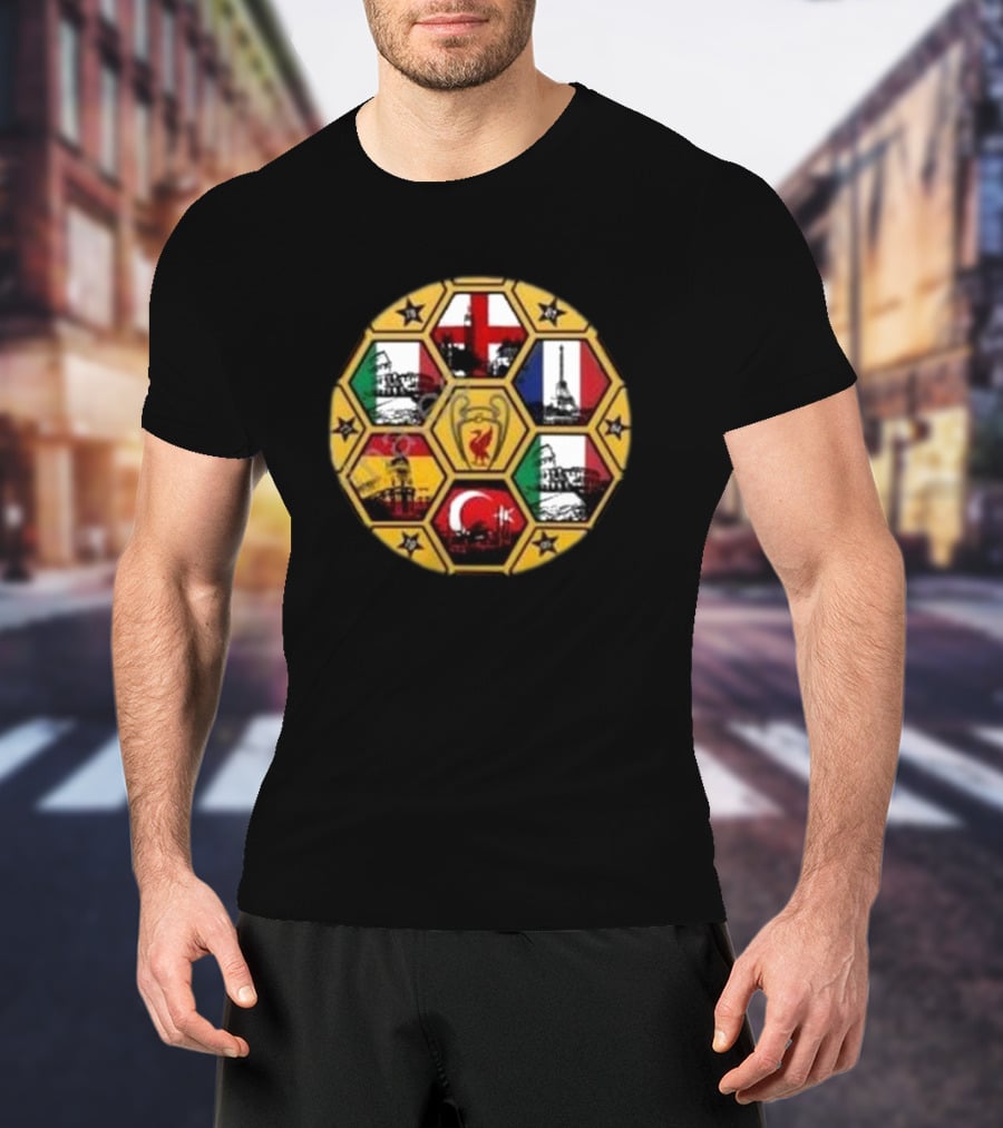 Scouse Republic We’ve Conquered All Of Europe Football Icons And National Flags T-Shirt