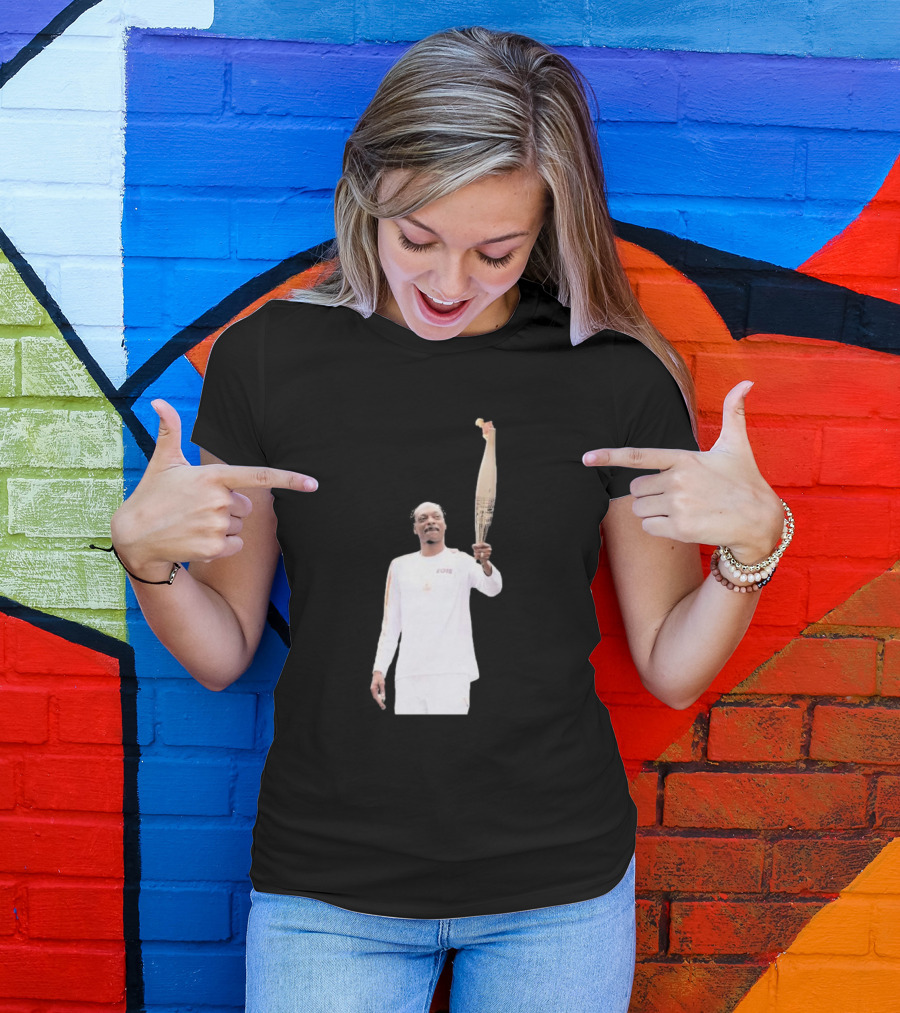 Snoop Dogg Carries Olympic Torch In Iconic White Attire T-Shirt